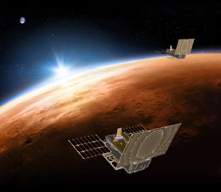 Artist’s impression of the CubeSats at Mars